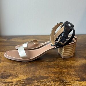 Talbots Gold and Black Bamboo Heel 9